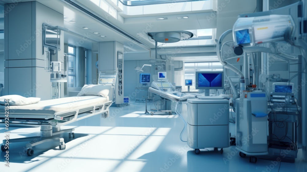 Modern bed in a modern hospital Modern bed in a modern hospital