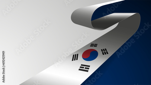 Realistic ribbon background with flag of SouthKorea. photo