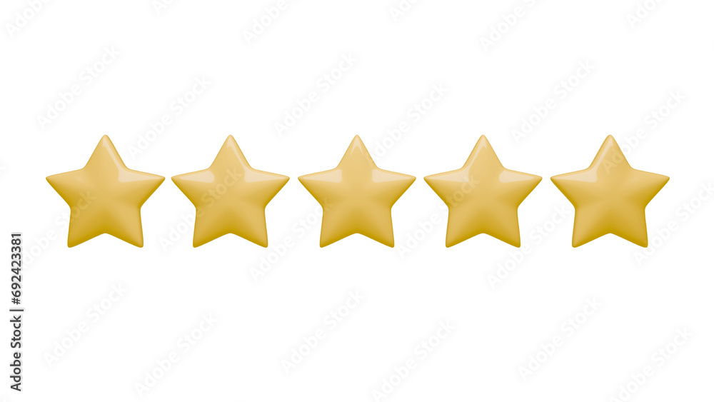 5 star isolated product rating reveal. Isolated on white background. 3d rendered illustration
5 star isolated product rating reveal. Isolated on white background. 3d rendered illustration