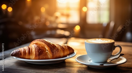 tea drink croissan food illustration latte cappuccino, espresso bakery, breakfast brunch tea drink croissan food