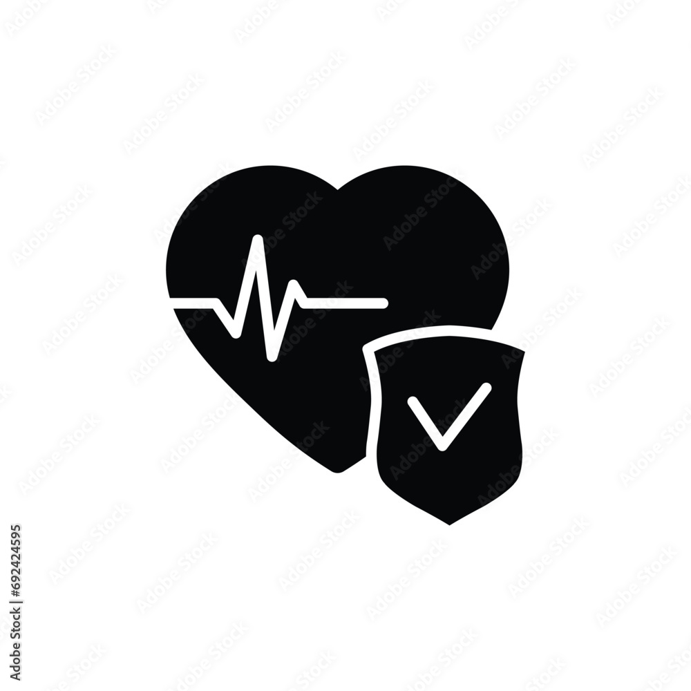 heart care icon vector shield with heart beat protect icon clinic logo heart care icon vector shield with heart beat protect icon clinic logo