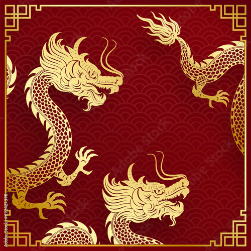 Traditional gold Chinese Dragon design © eric