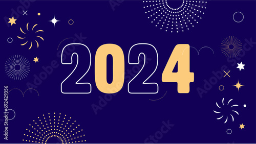 Bannière, illustration vectorielle pour le nouvel an. Message 2024 avec des ornements graphiques.