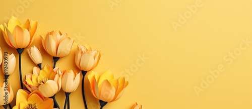 Tulips on yellow background.