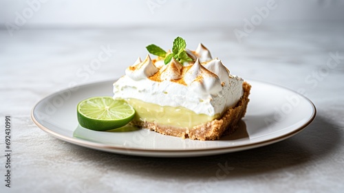 Key Lime Pie: Famous Dessert with Tart Lime Juice and Sweet Crust