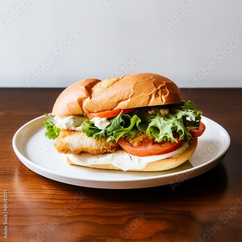 Grouper Sandwich: Fried Fish Filet on Bun with Lettuce, Tomato, and Tartar Sauce