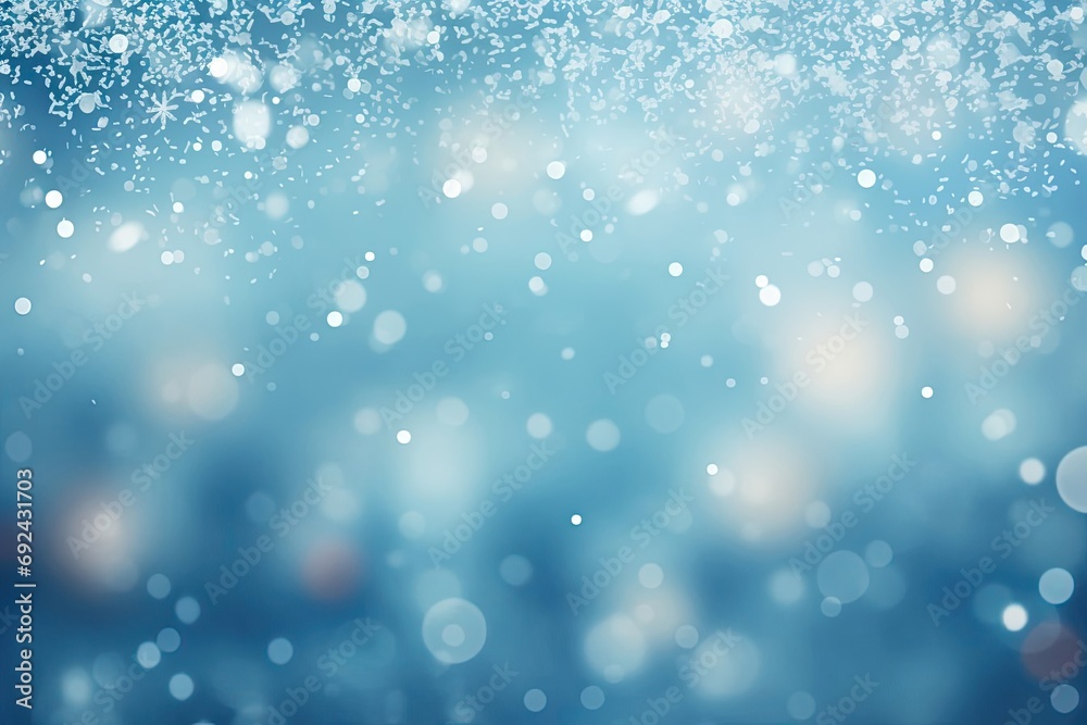 Bright holiday background with bokeh and snowflakes. New Year and Christmas