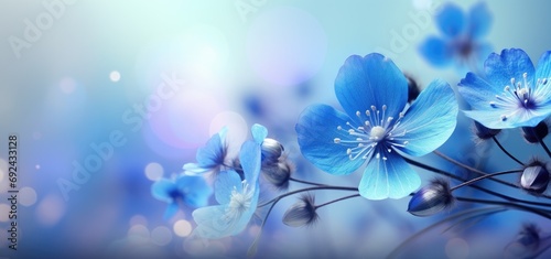 Beautiful blue spring flowers with blurry background. photo