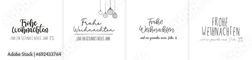 "Frohe Weihnachten - und ein gesundes neues Jahr" als moderne und minimalistische Schönschrift/Kalligrafie. Perfekter Schriftzug als Vektordatei
