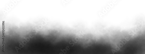 Horizontal transparent background with abstract floating black smoke. Grey color clouds smoke fog texture overlays