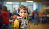 young Child student in preschool , blurred background 
