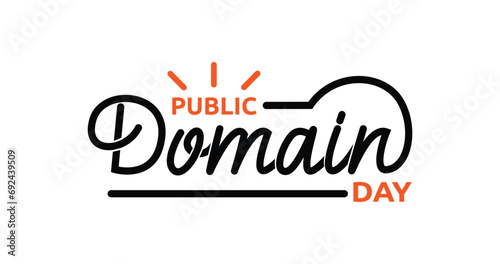 Public Domain Day Handwritten text calligraphy vector illustration. Great for observance of when copyrights expire and works enter the public domain through handwritten text.