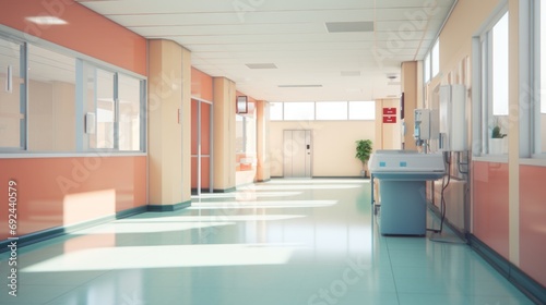 Hospital hallway, reception clinic. Unfocused background © medienvirus