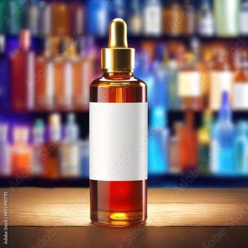 Dropper bottle for medicine or cosmetics liquid, blank generic product packaging mockup