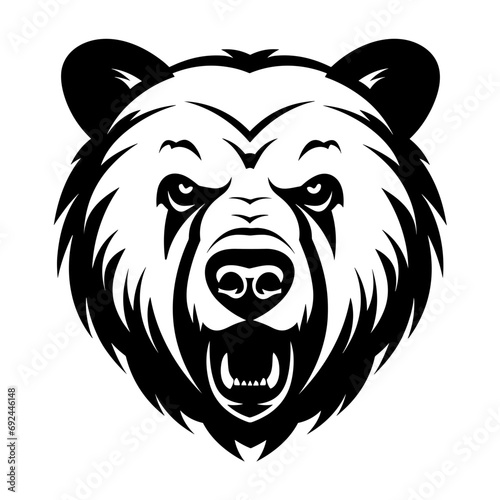 "Striking Bear Head Logo Illustration, Artfully Designed to Convey Strength and Boldness, Perfect for Branding that Demands Attention."