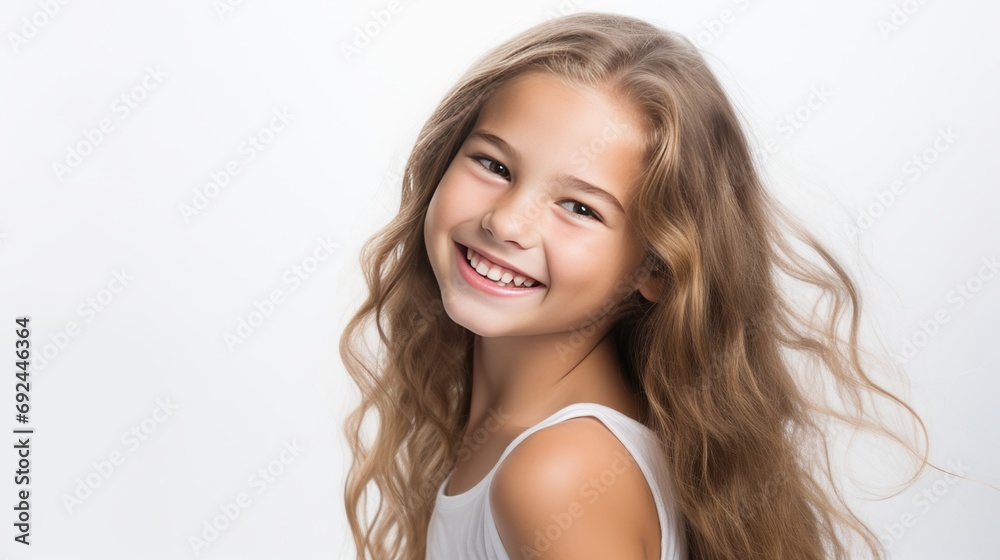 beautiful young smiling girl with clean teeth. isolated on white background beautiful young smiling girl with clean teeth. isolated on white background