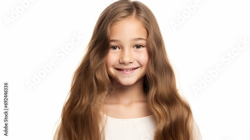 beautiful young smiling girl with clean teeth. isolated on white background