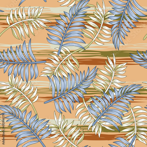 allover vector leaves pattern on brown background