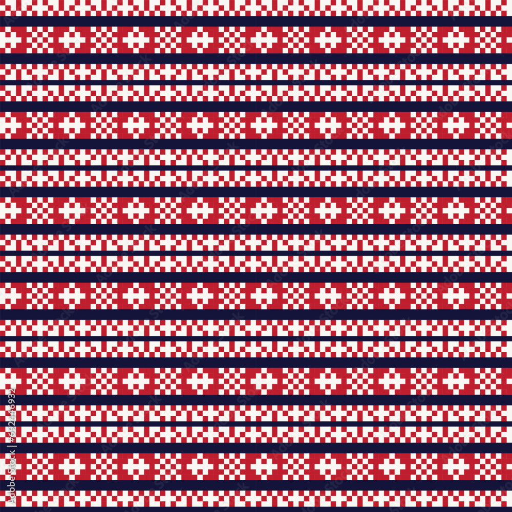 Red Snowflakes Fair Isle Seamless Pattern Design Red Snowflakes Fair Isle Seamless Pattern Design