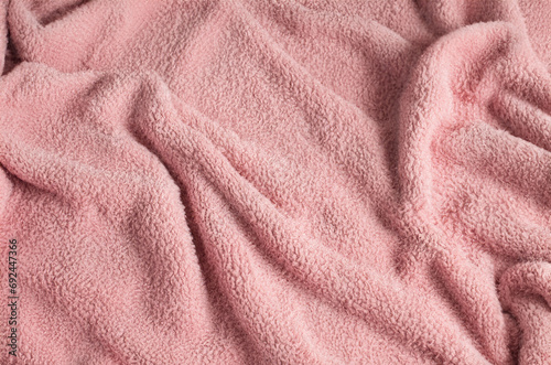 close up of a pink fabric, pink wool texture