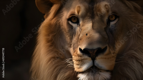 Closeup shot of a lion