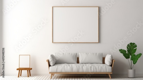 minimalist interior with a blank poster photo