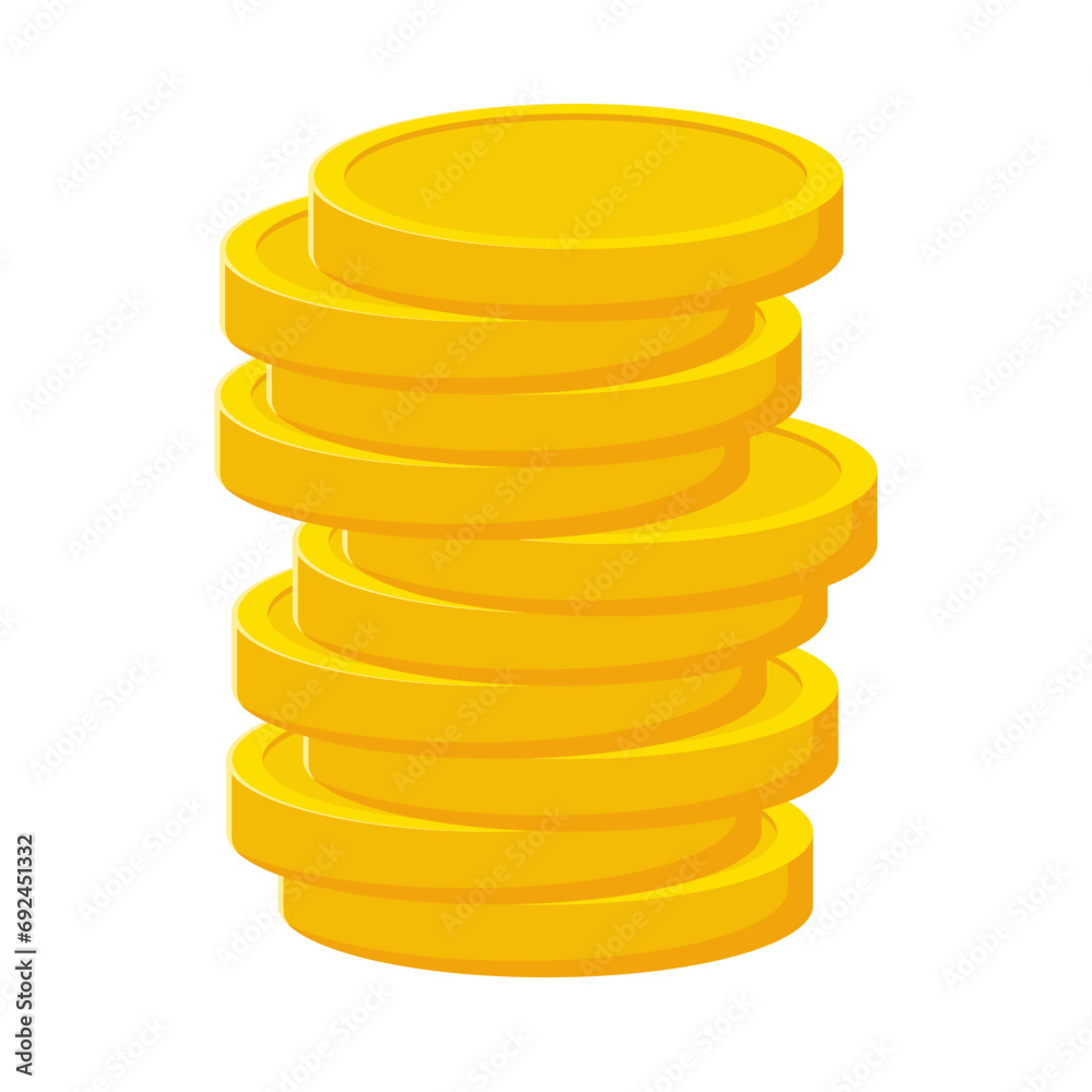 Flat illustration of pile of money coins on isolated background Flat illustration of pile of money coins on isolated background