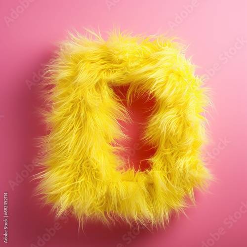 pink furry letter D on a yellow background
