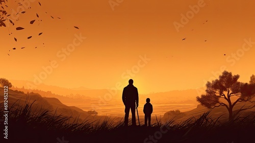 Fathers day sunset in the mountains, Father and childern ,love  © Rona