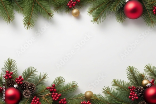 Christmas decoration frame border on white background