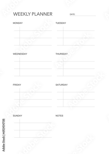 challenge plan, minimalistic daily, weekly planner printable template. habit, workout planning and to do list. printable planner, digital planner. A4 and letter size. Vector template. EPS 10