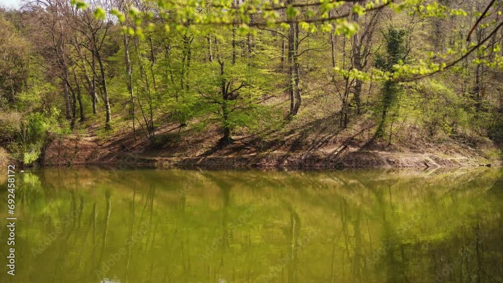 Beautiful view of lake Popovica in woods on mountain Fruska gora in Serbia Beautiful view of lake Popovica in woods on mountain Fruska gora in Serbia