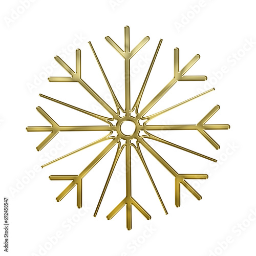 golden snowflake isolated on white background