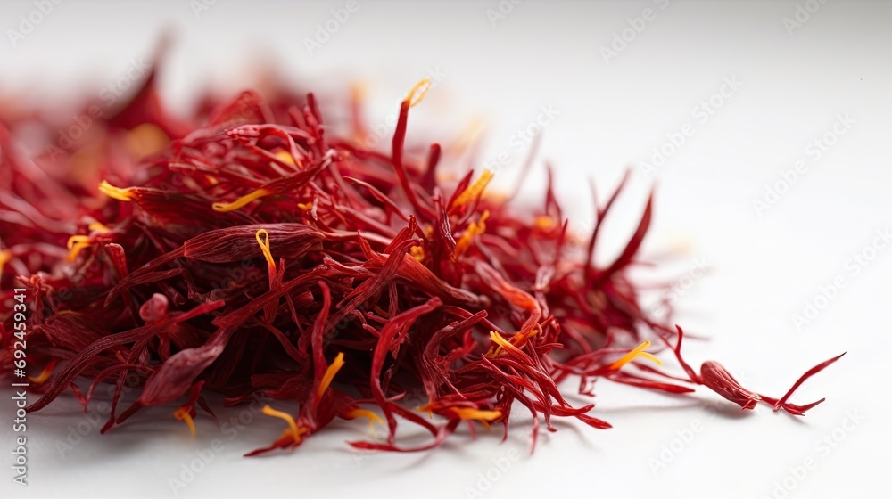 Naklejka premium saffron in a table in white isolated background