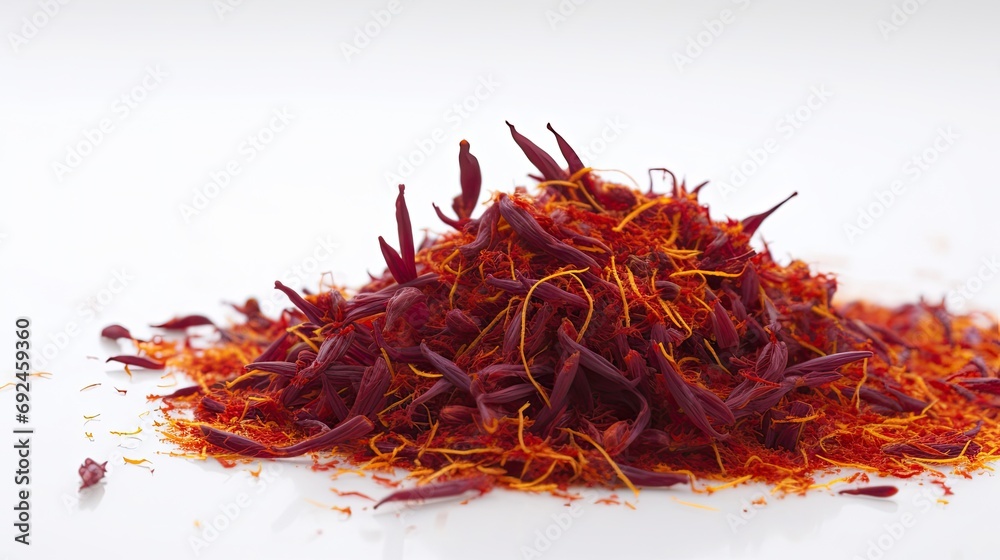 Naklejka premium saffron in a table in white isolated background