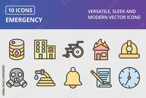 Emergency Thick Line Filled Colors Icons Set