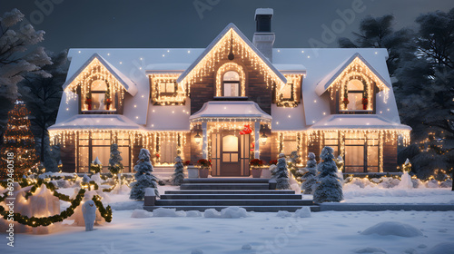 Christmas decorated beautiful house 