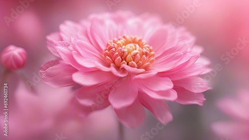 Beautiful pink flower out of focus close up macro. Pink blurred soft floral background.