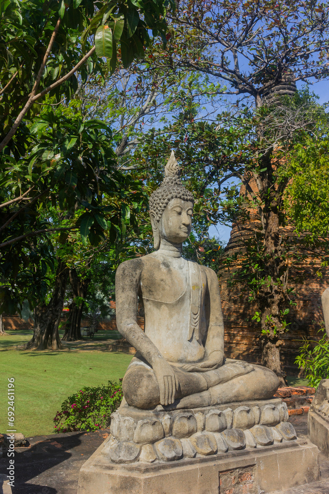 Buddha statues in Ayutthaya, an ancient city, Buddha statues in a temple in Ayutthaya, Thailand