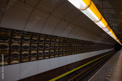 Prague, Czech Republic - September 26, 2023 - Walk around the city of Prague and visit the Metro station.
