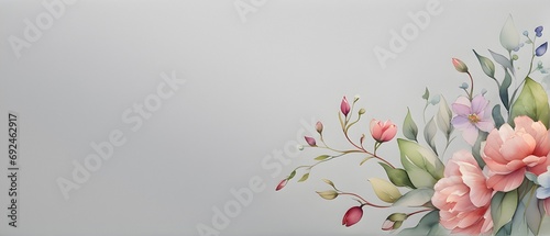 Watercolor banner with spring flowers