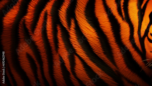 Tiger fur background, orange striped fur, tiger fur texture. photo