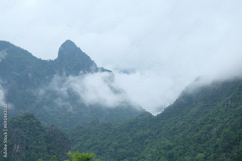 mountain landscape with clouds and sky in nature
