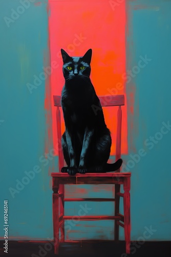 a black cat sitting on a chair