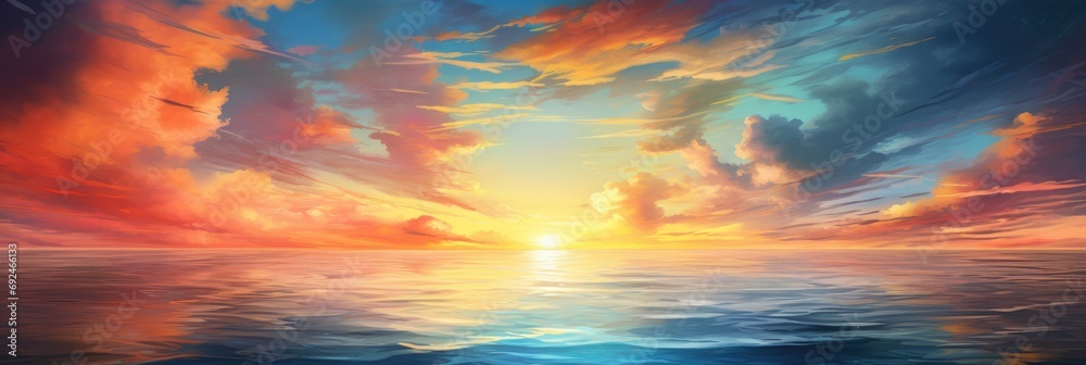 Captivating Skyscapes: Surreal Sunset, Sunrise, Clouds, and Nature Blended with the Water of the Sea