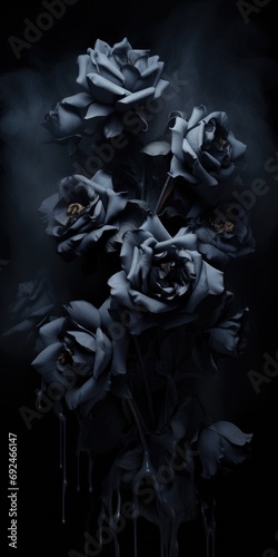 Darkly Beautiful: Black Flowers Conceptualized on Mysterious Background