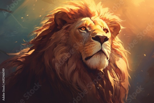 Leo Zodiac Sign - Majestic Lion Head Illustration for Astrology and Wildlife Art © AIGen