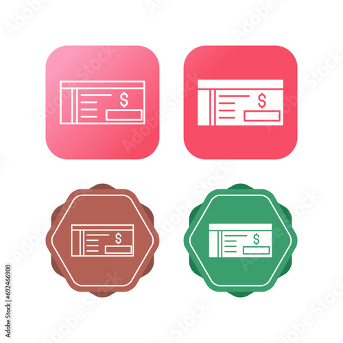 Bank Check Vector Icon