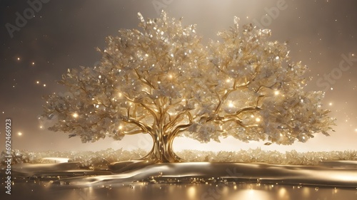 Tree Made of Gold and Diamonds in Heaven background