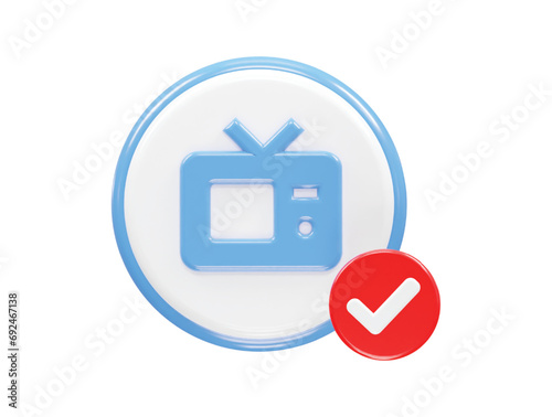 Tv icon 3d rendering illustration element